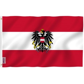 Anley Fly Breeze 3x5 Feet Austria with Eagle Flag - Vivid Color and Fade proof - Canvas Header and Double Stitched - Austrian Coat of Arms Flags Polyester with Brass Grommets 3 X 5 Ft