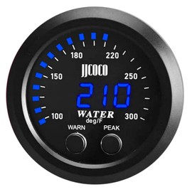 ZHSYMX Universal 52mm Water Temperature Gauge with Alarm and 1/8 Npt Sensor Car Digital Meter Blue Display Temp 100-300F(38-150C)