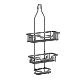 Utopia Alley KD Rust-Resistant Steel Shower Caddy for Shower Heads - Hanging Shower Caddy Organizer with 3 Shelves, Overhead Shower Caddy for Bathroom & Home, Black