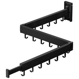 ZdwCyl Clothes Drying Rack Wall Mounted,Laundry Rack Wall Wount,Drying Rack Clothing for Laundry,Retractable Dryer Racks,Wall Mounted Drying Rack Collapsible, Black, Sandy Coating,3z-b01