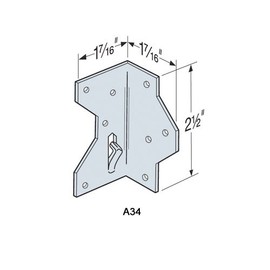 Simpson Strong Tie A34 Galvanized 12-Gauge Angle 1-7/16-inch by 2-1/2-inch Framing Anchor, 1-7/16" x 2-1/2"