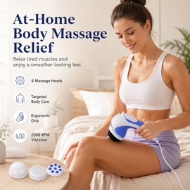 Handheld Body Massager for Relaxation – 4 Interchangeable Heads with High-Speed Oscillation for Home Use