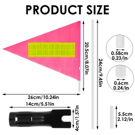Grevosea Bike Flags with Pole for Safety, 6.2 Feet High Visibility Bicycle Flag Waterproof Tear-Resistant Reflective Safety Flag with Bicycle Mounting Bracket (pink)