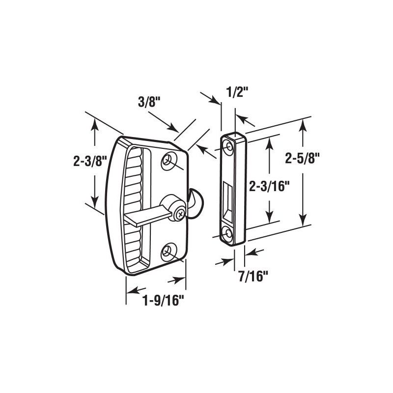 Prime-Line A 155 Deluxe Latch and Pull, 2-3/8 In., Diecast