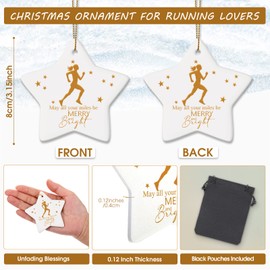 2 Pcs Christmas Girl Running Ceramic Ornament May All Your Miles Be Merry and Bright Christmas Ornament Gift Sports Girl Ceramic Hanging Ornament for Christmas Tree Decoration Keepsake Women Runner