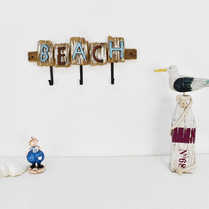 Aecipl Wooden Wall Hooks Nautical Decor Hanging Letters Sign Beach