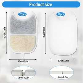 KNJOMZIE Set of 12 Cat Fountain Filters, for Feelneedy 4L (YPD-C004) Drinking Fountain for Cat, 12 Pieces Filters for Cat Drinking Fountain and 24 Foam Filters with Activated Carbon & Resin
