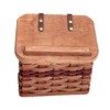 Amish Recipe Box Basket Leather Hinged Lid Solid Oak Construction