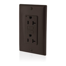 Leviton GFCI Outlet, 20 Amp, Self Test, Non Tamper-Resistant with LED Indicator Light, Protection from Electric Shock and Electrocution, GFNT2, Brown
