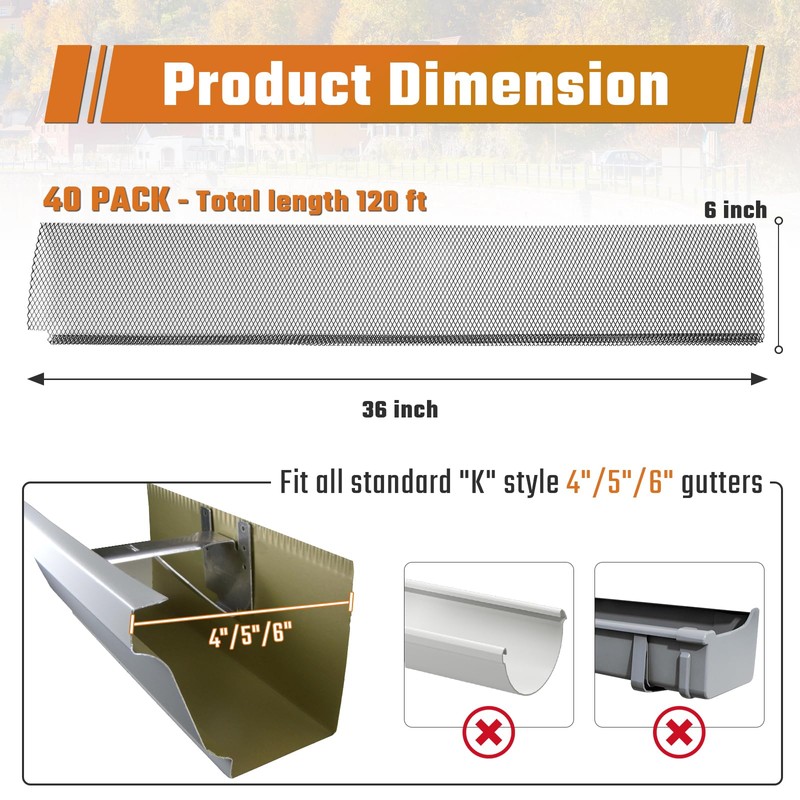 SDSNTE Lock-in Gutter Guard - 6” x 120 ft Durable