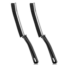 SUJEBKC 2-piece cleaning brush, for tile recesses in the bathroom, long-handled household cleaning tool for toilets, kitchens, joints, windows, doors, black