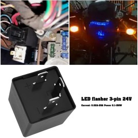 Micro Traders 3-Pin LED Flasher Relay 24V Relay Indicators Turn Signal Flasher Relay 0.02A-20A 0.1-150W for Trucks Buses Agricultural Construction Vehicles