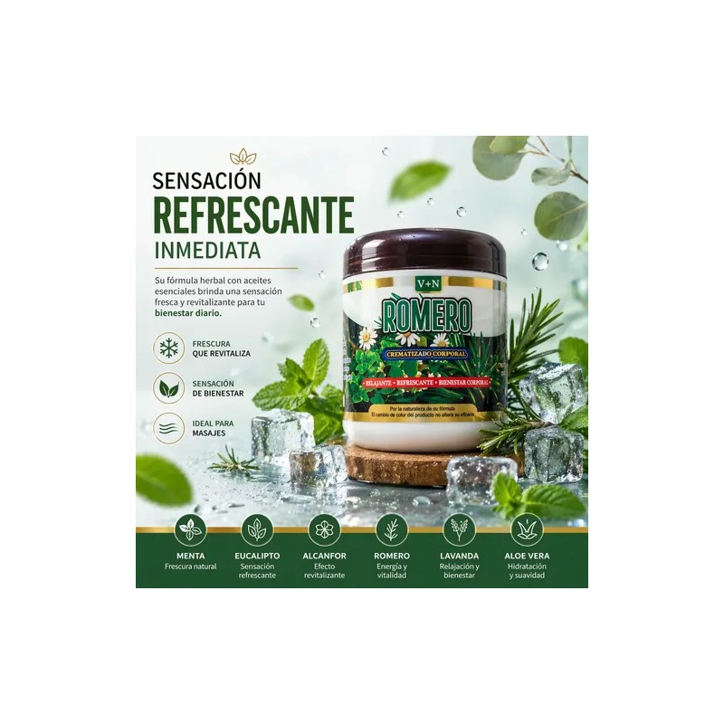 Crema Corporal Herbal Romero Aloe Vera Lavanda Relajante500g