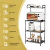 4-Tier Microwave Storage Rack for Kitchen Metal Shelving Unitscolor: Black