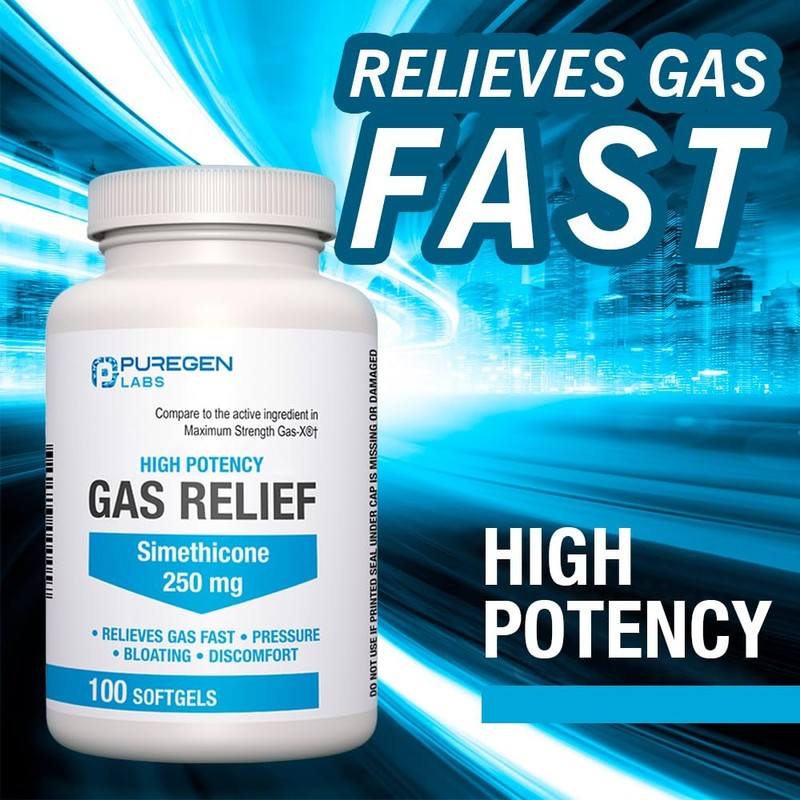 P Puregen Labs High Potency Gas Relief Softgels with Simethicone
