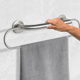 Upgrade 22 inch Grab Bar with Towel Rack, Shower Grab Bar for Seniors, Safety Bars for Bathroom with Towel Holder, Wall Mount Grab Bar, Stainless Steel Support up to 500LBS