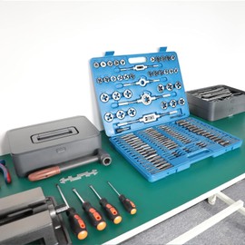 FAHKNS Metric Tap and Die Set 110 PCS M2-M18 Rethreading Kit for Making Screw Threads for Cutting External and Internal Thread Threading with Storage Case