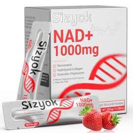 Suplemento NAD+ líquido de 1000 mg - NAD+ de alta absorción con trans resveratrol de 2000 mg, colágeno y ácido hialurónico, apoyo energético antienvej