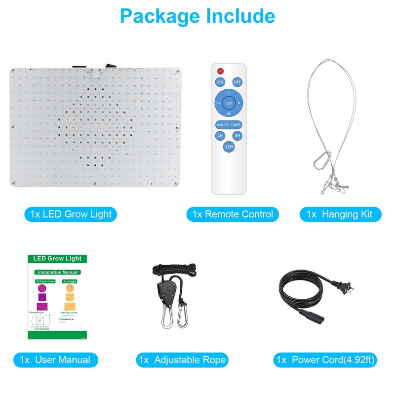 Remote Control LED Grow Light, 100 Watt Dimmable Full Spectrum