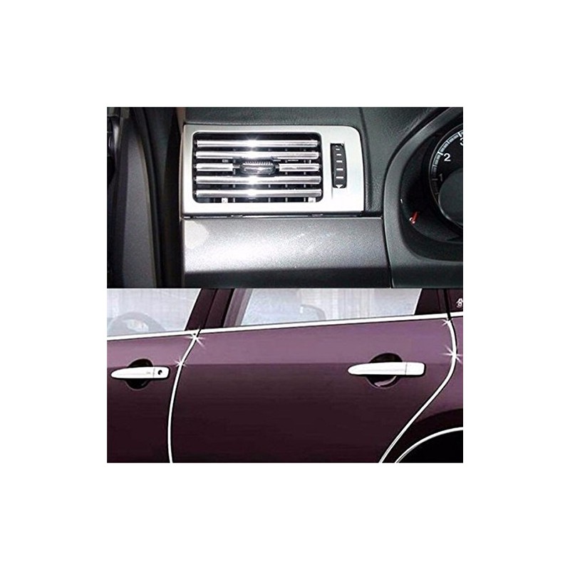 Alamor Silver Car Interior Decor Door Vent Chrome Moulding Trim