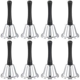 HONYUET 8PCS 130x65mm Stainless Steel Hand Bell, Hand Held Bell School Bell Loud with Handle, Handheld Service Bell for Counter Reception Bell, Tea Bell, Restaurant