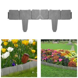 KOCASO 20 Pcs Landscape Edging Garden Edging Border，Cobbled Stone Effect Interlocking Lawn Edge Plastic Garden Lawn Border Edging for Outdoor Patio Balcony Yard Landscaping