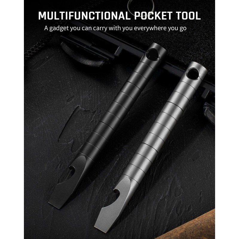 TISUR Titanium EDC Pry Bar, Keychain Prybar Multitool With Beer