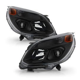 AKKON - Fits 2016-2017 Chevy Equinox SUV [Halogen Type] Projector Black Headlights Pair Driver Left+Passenger Right Headlamp