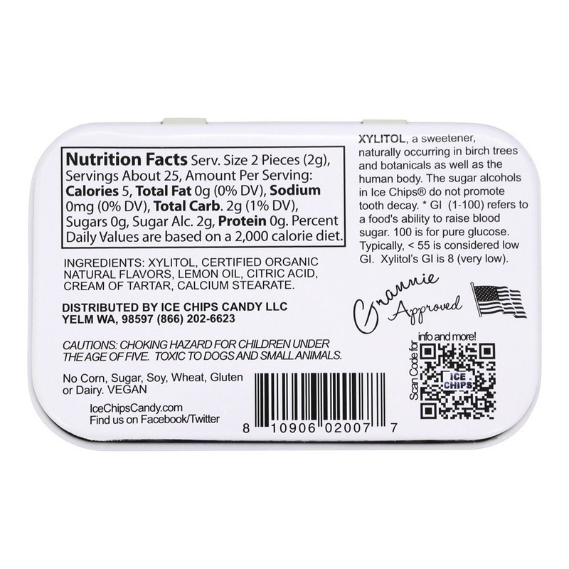 ICE CHIPS Xylitol Candy Single Tin Lemon