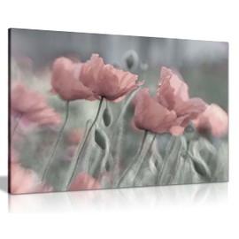 Panther Print Fine Art Prints Pastel Pink Blossoms Floral Garden Artistic Framed Canvas Print, Pictures for Home Walls, Bedroom, Living Room & Bathroom Decor 31x20cm (12x8in)