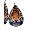 Unbranded Realistic Tiger Face Boutique Earrings 2.25”x 1.5”, 2 Sided,