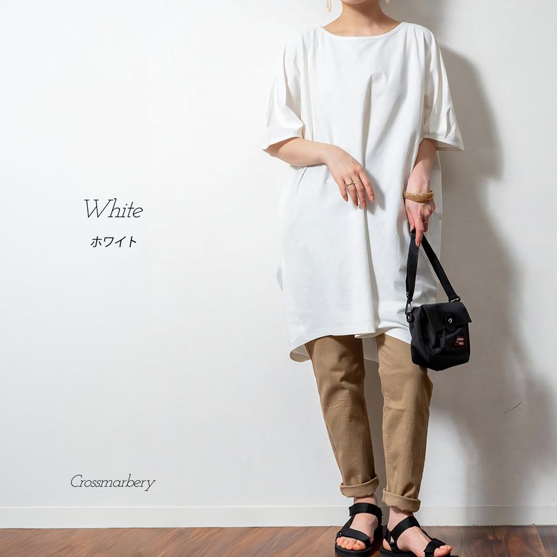 Cross Marberry JX108 Loose Tunic T-Shirt, Half Sleeves, 100% Cotton,