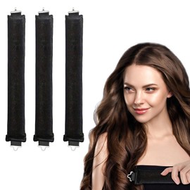 3 Stück Locken Ohne Hitze, Lockenwickler über Nacht, Hitzefreie Lockenwickler, Overnight Blowout Lockenwickler Ohne Hitze, Heatless Curls Band, Lockenstäbe für den Schlaf für Alle Haartypen (Schwarz)