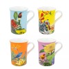 Bone Gracie Bone China Tropical Garden Coffee Tea Mugs 9 Ounce, Assorted S/4