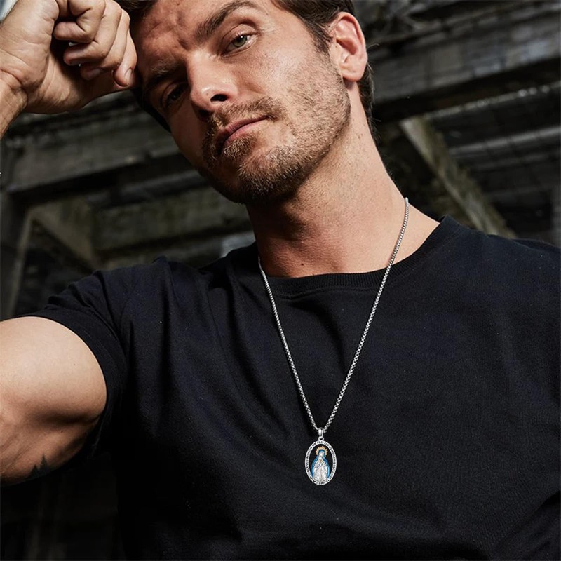 MEIDERBO Virgin Mary Necklace 925 Sterling Silver Our Lady of