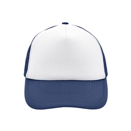 noTrash2003 Trucker Mesh Baseball Cap Trucker Hat Unisex One Size and Children's Models Baseball Cap Baseball Hat 30 Colours Plain Two-Tone Polyester Cotton, White navy