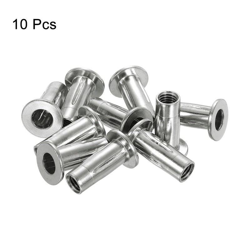 sourcing map M10 Multi-Grip Rivet Nuts, 10pcs Pre-Bulbed Shank Flat