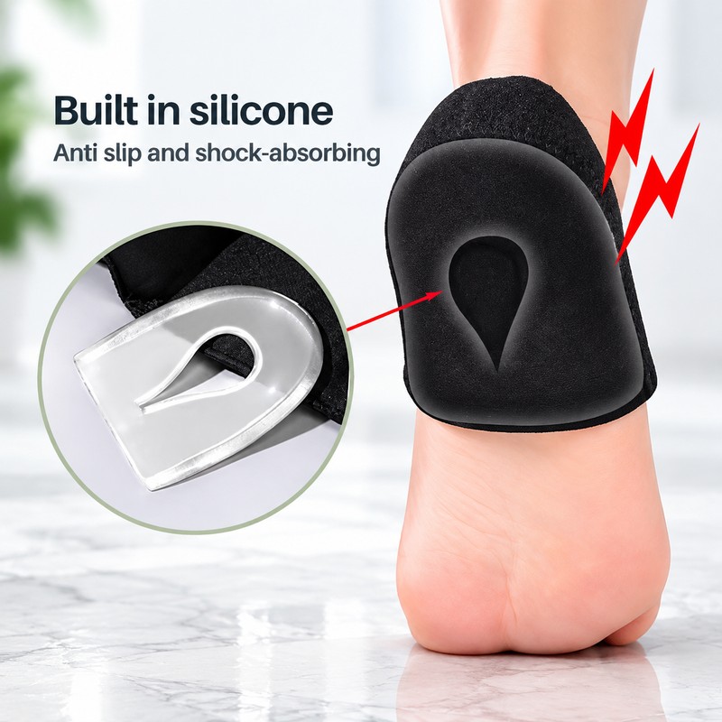 1 Pair Silicone Heel Pads for Shoes – Adjustable Strap