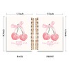 JXREQ Coquette Pink Cherry Bow Christian Notebook, Luke 1:45 Bible