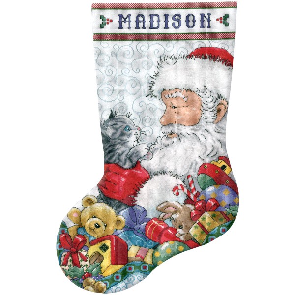 Design Works Tobin Santa & Kitten Stocking Counted Cross Stitch