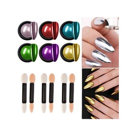 SULLMAR 6colour Chrome Nail Powder for Beautiful Mirror Effect Chrome Powder Get the Polish of Your Dreams with Our Nail Chrome Powder DIY Enthusiasts Chrome Powder for Nails(set B)
