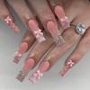 SEMATA Pink French Tip Press on Nails Square Acrylic Fake