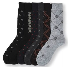 Knocker 6 Pairs Mens Dress Socks Multi Color Print Casual Work 9915 10-13 Fashion Crew