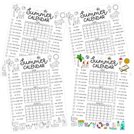 Feifeiya 4 Pcs Summer Calendar Poster June July August Planner Large Wall Calendar Editable Summer Vacation Calendar Paper Activities Planner Checklist Family Calendar