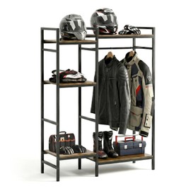 TONGMO Motorcycle Gear Rack, Heavy Duty Helmet Stand, Large Motorcycle Gear Storage Rack for Helmet, Jacket, Boots & Riding Accessories