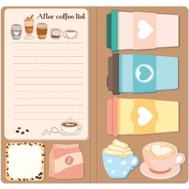 Fancy Land Coffee Cup Sticky Notes Set Cute Sticky Notepads 240 Sheets Book Notes Kids Office School Friends Holiday Employee Administrative Professional Day Teacher Small Gifts