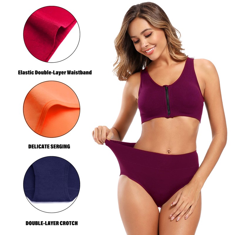 Molasus Molasus Women's Soft Cotton Underwear Briefs High Waisted Postpartum