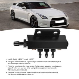 Vacuum Manifold, CNC Machined Billet Aluminum Vacuum Block Professional Intake Manifold Vacuum Fitting Universal