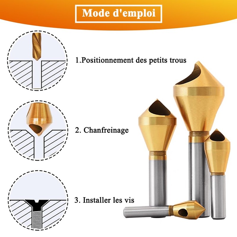 Teocpai 4 Pieces Deburring Cutter Deburring Tool Titanium Coated HSS
