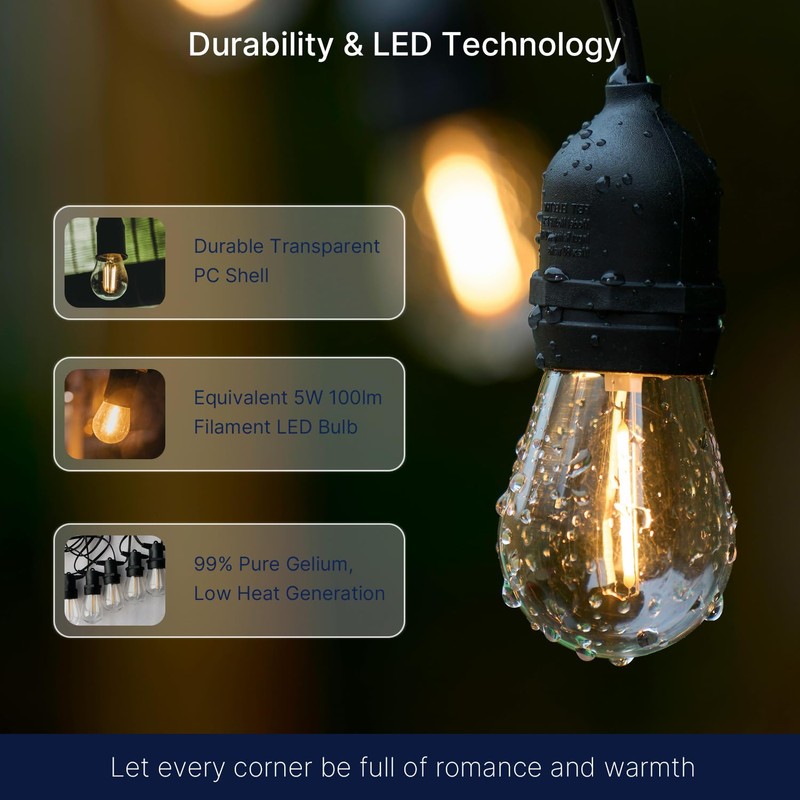 FLSNT 30 Pack LED S14 Replacement Bulbs for String Light,